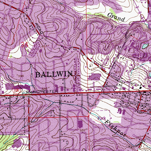 Topographic Map of City of Ballwin, MO