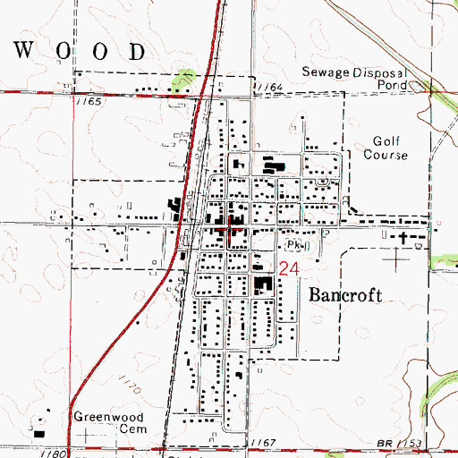 Topographic Map of City of Bancroft, IA