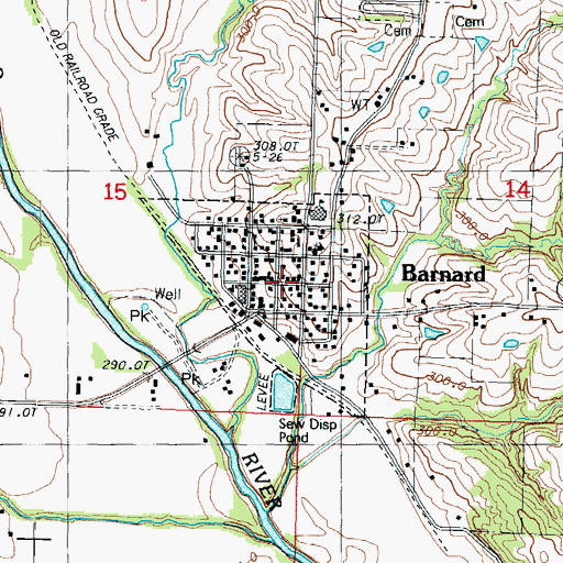 Topographic Map of City of Barnard, MO