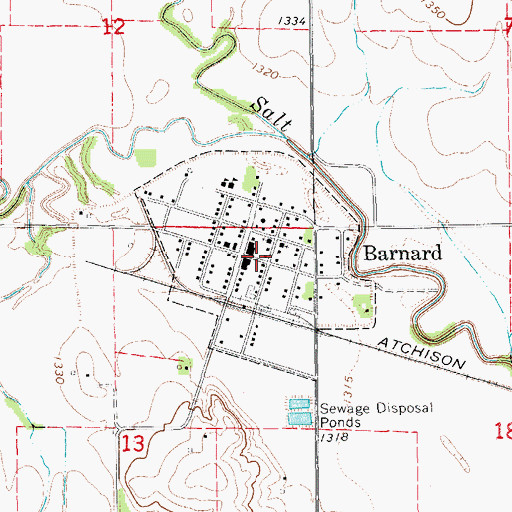Topographic Map of City of Barnard, KS