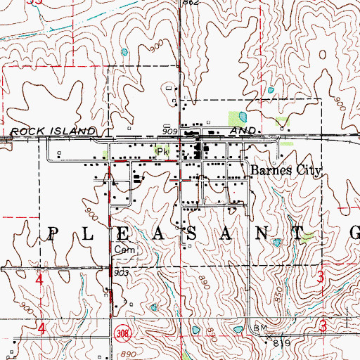 Topographic Map of City of Barnes City, IA