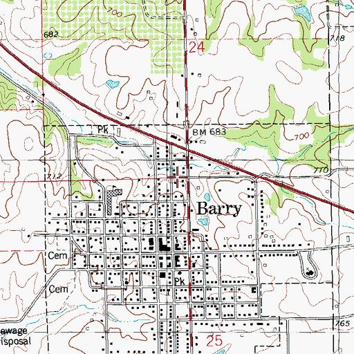 Topographic Map of City of Barry, IL