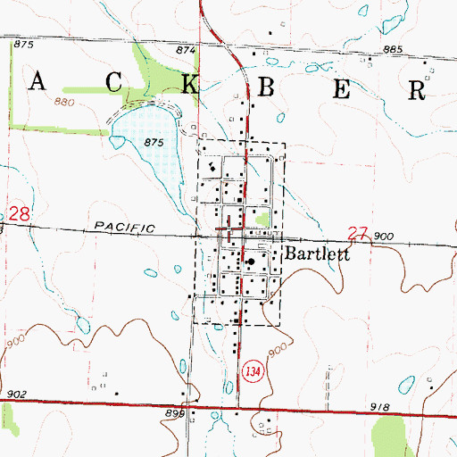 Topographic Map of City of Bartlett, KS