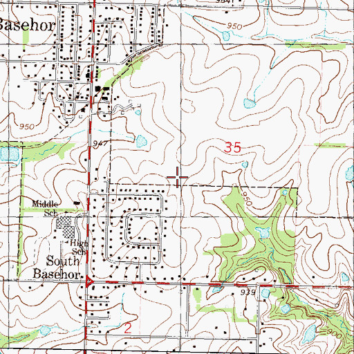 Topographic Map of City of Basehor, KS