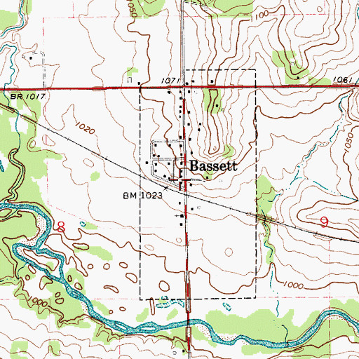 Topographic Map of City of Bassett, IA
