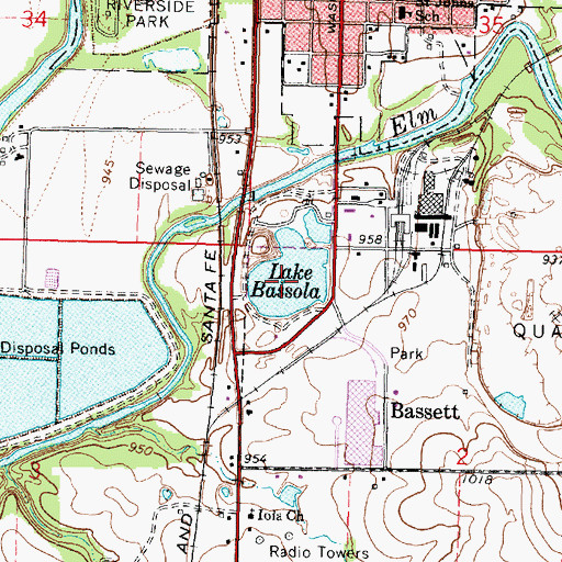 Topographic Map of City of Bassett, KS