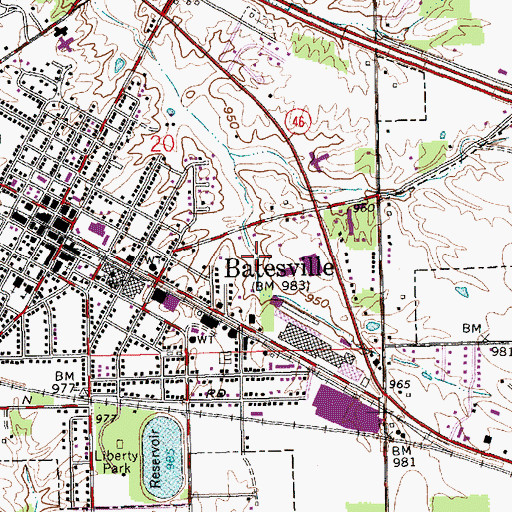 Topographic Map of City of Batesville, IN
