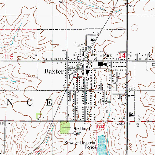 Topographic Map of City of Baxter, IA