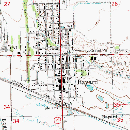 Topographic Map of City of Bayard, NE