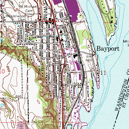 Topographic Map of City of Bayport, MN