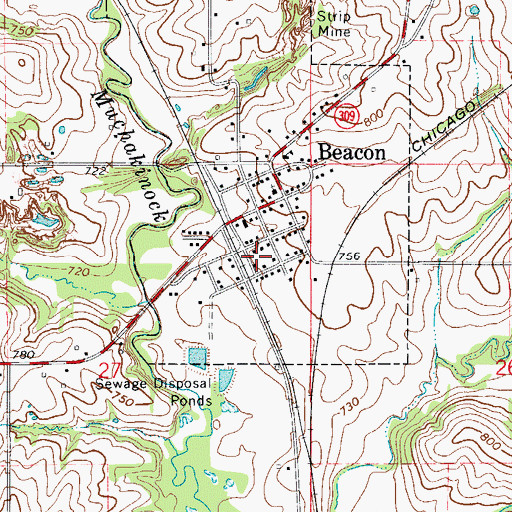 Topographic Map of City of Beacon, IA