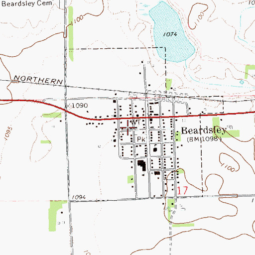 Topographic Map of City of Beardsley, MN