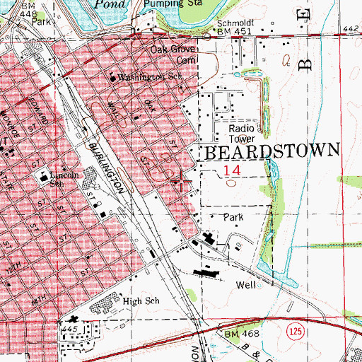 Topographic Map of City of Beardstown, IL
