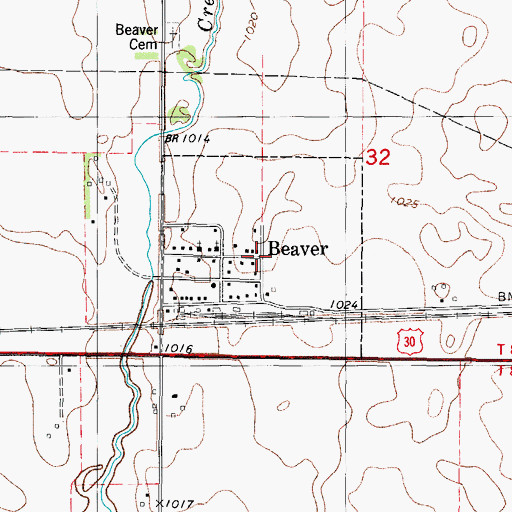 Topographic Map of City of Beaver, IA