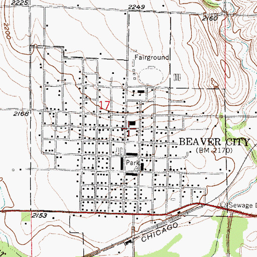 Topographic Map of City of Beaver City, NE