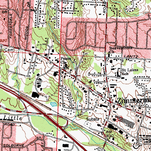 Topographic Map of City of Beavercreek, OH
