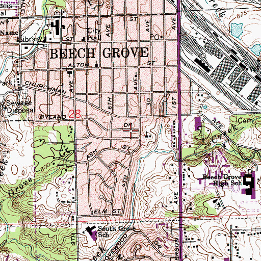 Topographic Map of City of Beech Grove, IN