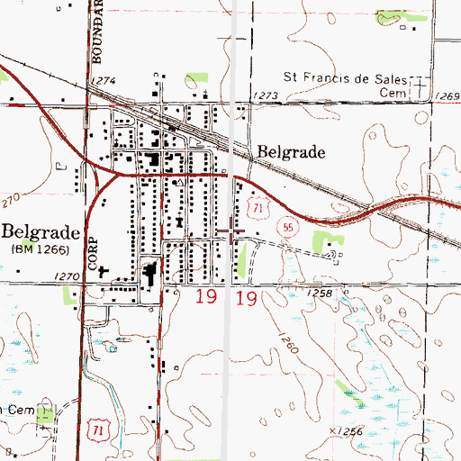 Topographic Map of City of Belgrade, MN