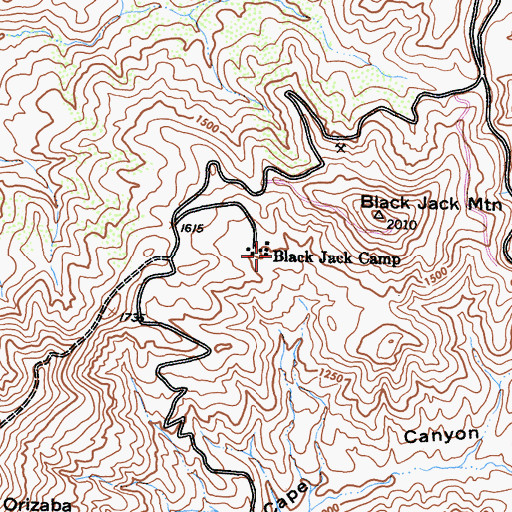 Topographic Map of Black Jack Camp, CA