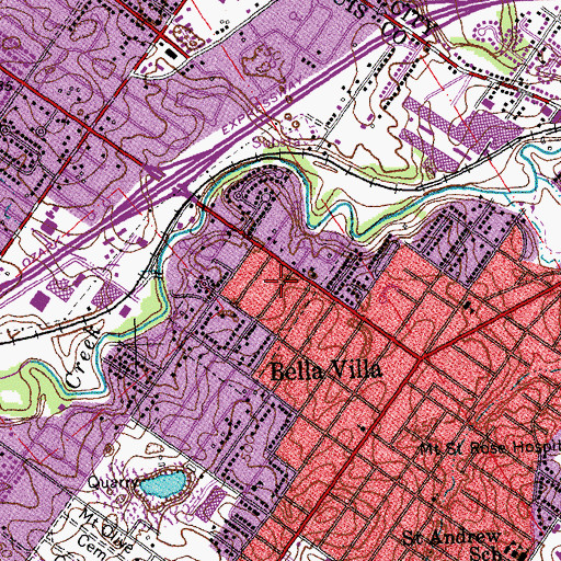 Topographic Map of City of Bella Villa, MO