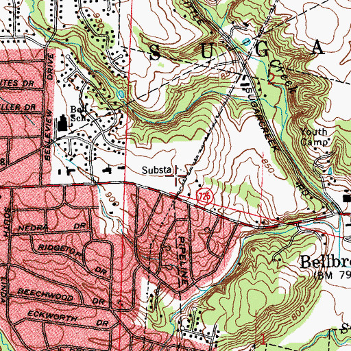 Topographic Map of City of Bellbrook, OH