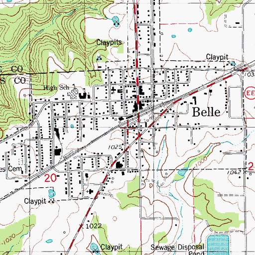 Topographic Map of City of Belle, MO