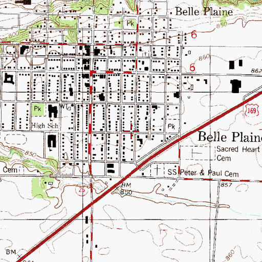 Topographic Map of City of Belle Plaine, MN