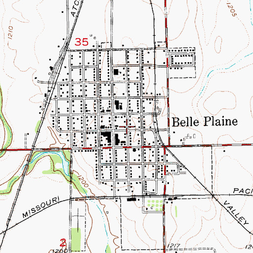 Topographic Map of City of Belle Plaine, KS