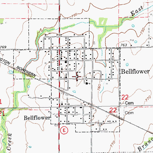 Topographic Map of City of Bellflower, MO