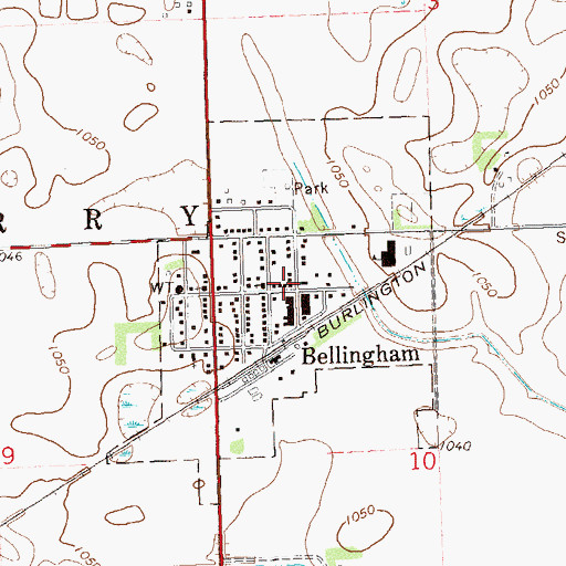 Topographic Map of City of Bellingham, MN