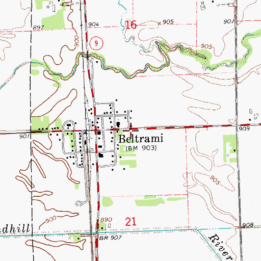 Topographic Map of City of Beltrami, MN