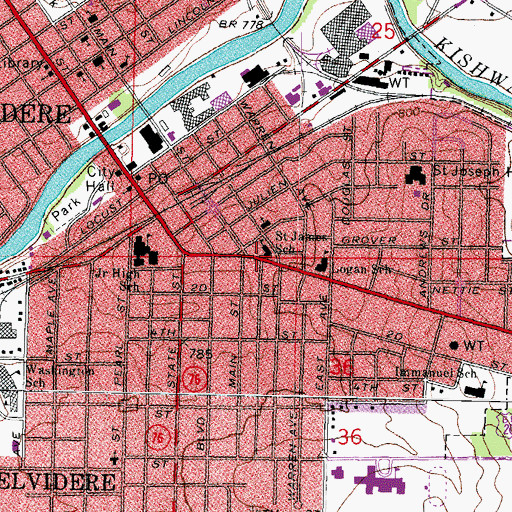 Topographic Map of City of Belvidere, IL
