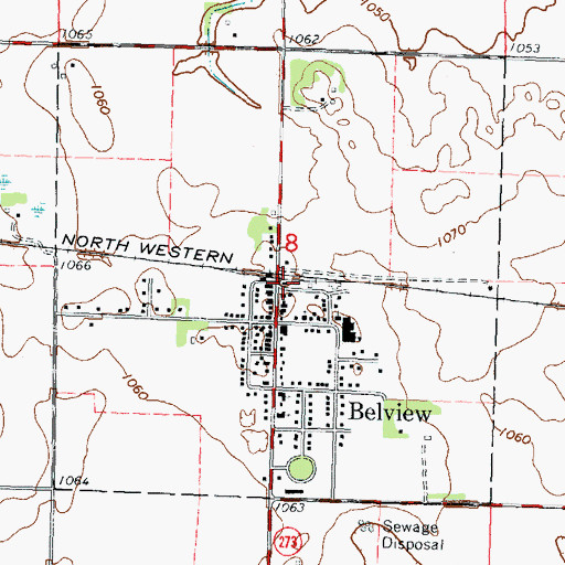 Topographic Map of City of Belview, MN
