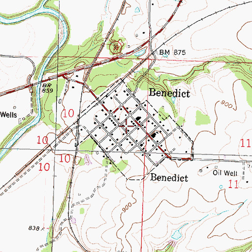 Topographic Map of City of Benedict, KS