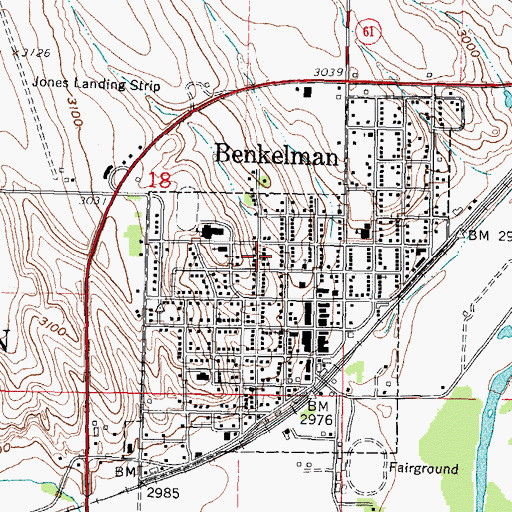 Topographic Map of City of Benkelman, NE