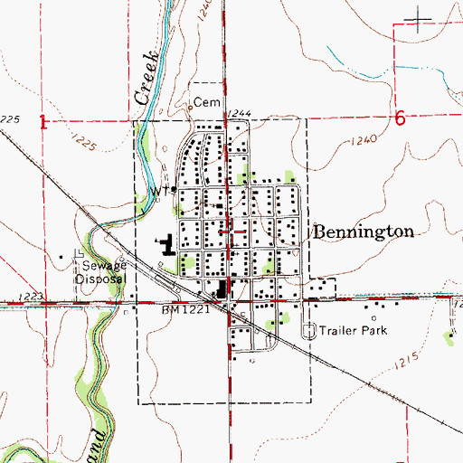 Topographic Map of City of Bennington, KS