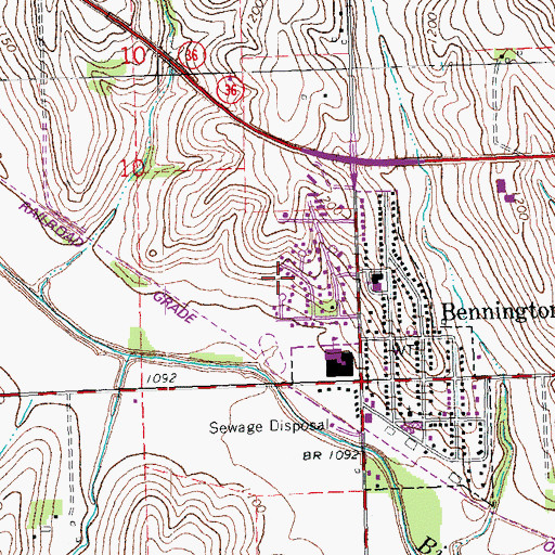 Topographic Map of City of Bennington, NE