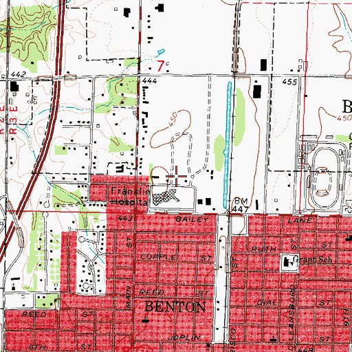 Topographic Map of City of Benton, IL