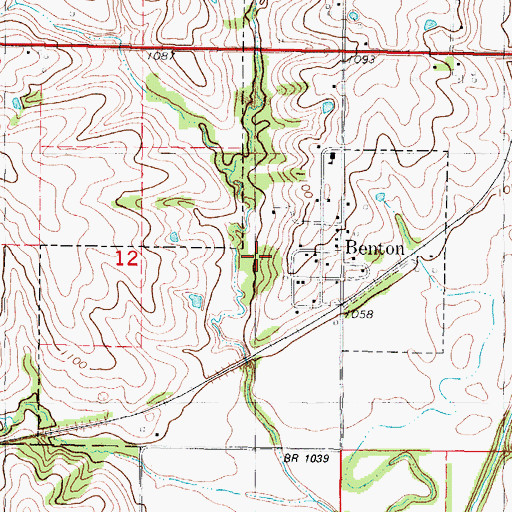 Topographic Map of City of Benton, IA