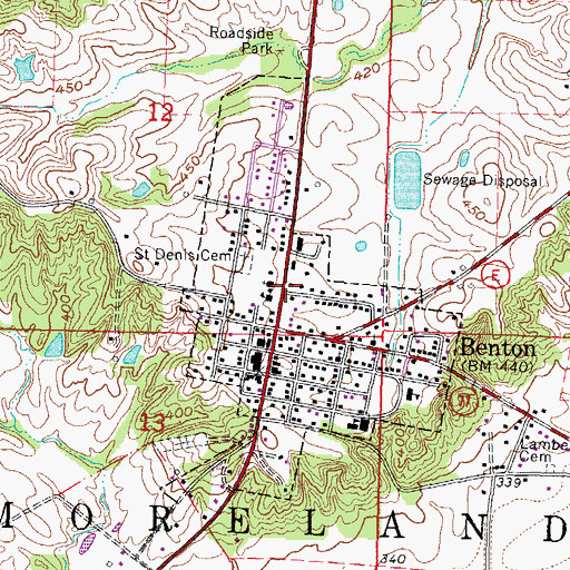 Topographic Map of City of Benton, MO