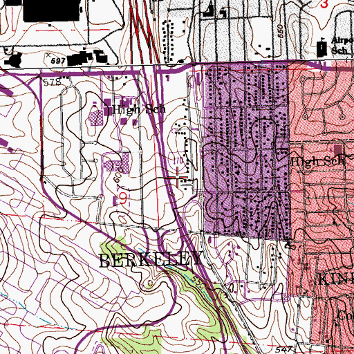 Topographic Map of City of Berkeley, MO