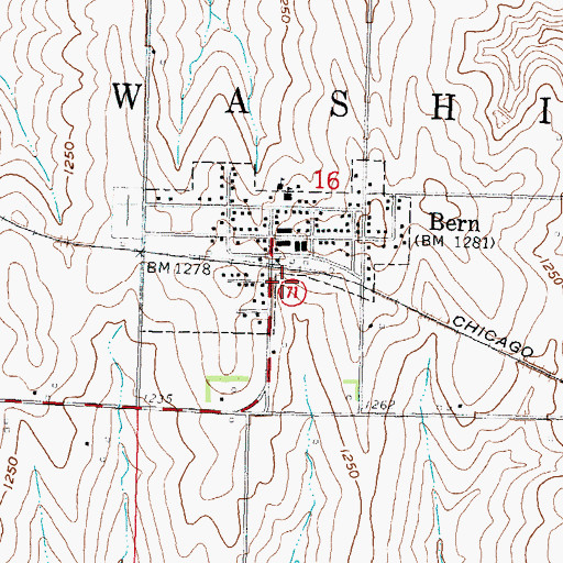 Topographic Map of City of Bern, KS