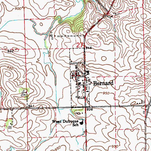 Topographic Map of City of Bernard, IA