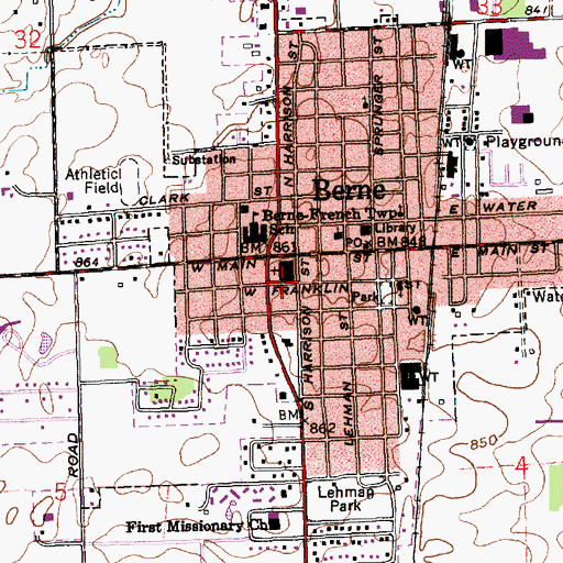 Topographic Map of City of Berne, IN