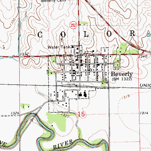 Topographic Map of City of Beverly, KS