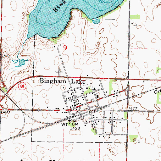 Topographic Map of City of Bingham Lake, MN