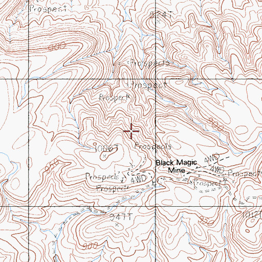 Topographic Map of Black Magic Mine, CA