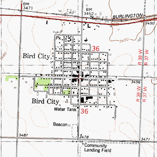 Topographic Map of City of Bird City, KS