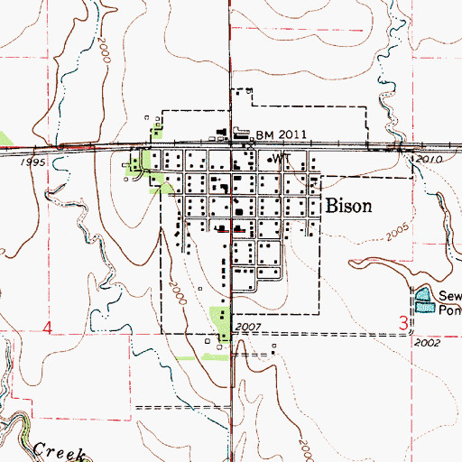 Topographic Map of City of Bison, KS