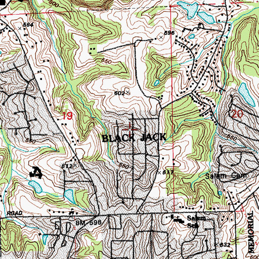 Topographic Map of City of Black Jack, MO